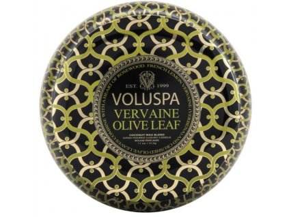 Voluspa Maison Noir Vervaine Olive Leaf Travel Tin 2-knôtová vonná sviečka (312g)