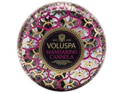 Voluspa Maison Noir 2 wick Metallo CandleTin Mandarino Cannela