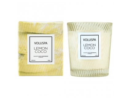 Voluspa Macaron Lemon Coco Classic Candle in Textured Glass