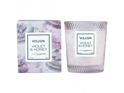 Voluspa Macaron Violet & Honey Classic Candle in Textured Glass