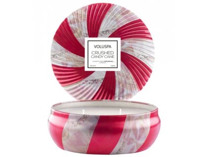 Voluspa Holiday Crushed Candy Cane 3-knôtová vonná sviečka (12 oz / 340g)