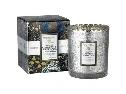 Voluspa Japonica Holiday White Currants & Alpine Lace Scalloped vonná sviečka