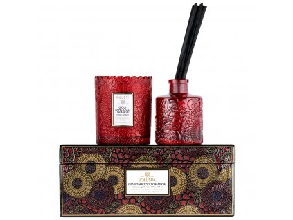 Voluspa Gift Set Goji Tarocco Orange vonná sviečka + difúzor v darčekovom balení