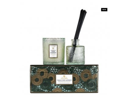 Voluspa Gift Set French Cade Lavender vonná sviečka + difúzor v darčekovom balení