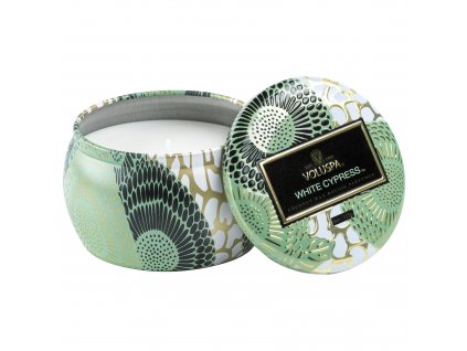 Voluspa Japonica Holiday White Cypress Mini Tin vonná sviečka 113g