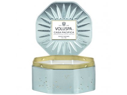 Voluspa Vermeil Casa Pacifica Octagon Tin 3-knôtová vonná sviečka 340g