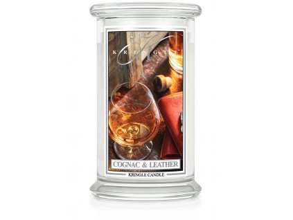 Kringle Candle Cognac & Leather vonná sviečka veľká 2-knôtová (624 g)
