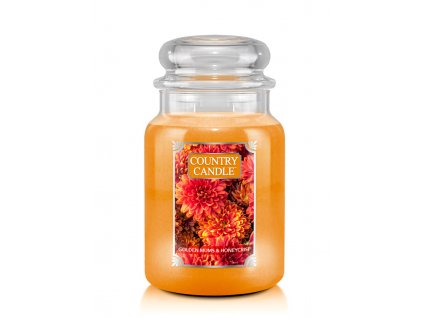 Country Candle Golden Mums & Honey Crisp Tonka vonná sviečka veľká 2-knôtová (652 g)