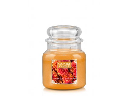 Country Candle Golden Mums & Honey Crisp Tonka vonná sviečka stredná 2-knôtová (453 g)