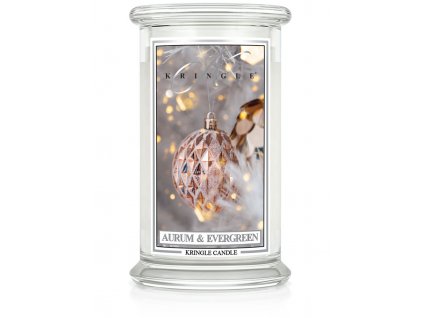 Kringle Candle Aurum & Evergreen vonná sviečka veľká 2-knôtová (624 g)