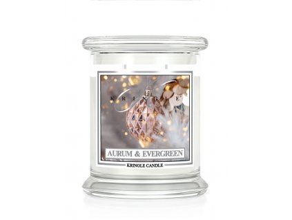 Kringle Candle Aurum & Evergreen vonná sviečka stredná 2-knôtová (411 g)