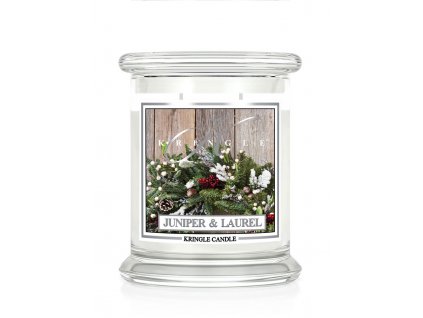 Kringle Candle Juniper & Laurel vonná sviečka stredná 2-knôtová (411 g)