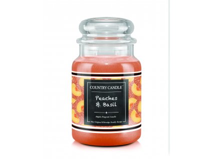 Country Candle FARMSTAND Peaches & Basil vonná sviečka veľká 2-knôtová (652 g)