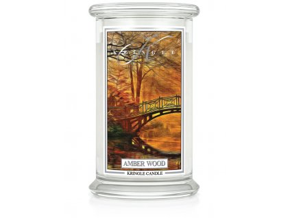 Kringle Candle Amber Wood vonná sviečka veľká 2-knôtová (624 g)