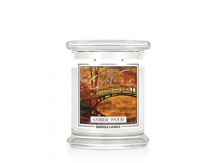 Kringle Candle Amber Wood vonná sviečka stredná 2-knôtová (411g)