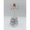 Velký skleněný andílek na svíčku ruční výroby - bílý/stříbro