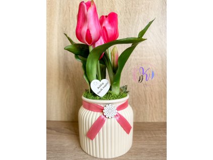 DEKOR TULIPÁN KASPÓBAN AJÁNDÉK TÁBLÁCSKÁVAL  SÖTÉT RÓZSASZÍN 4