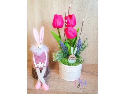 DEKOR TULIPÁN KASPÓBAN AJÁNDÉK TÁBLÁCSKÁVAL  RÓZSASZÍN