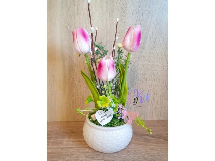 DEKOR TULIPÁN KASPÓBAN AJÁNDÉK TÁBLÁCSKÁVAL  FEHÉR-MÁLYVA 3