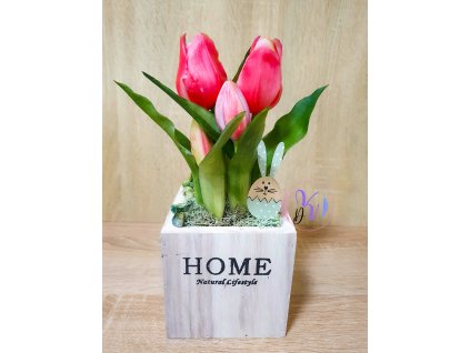 DEKOR TULIPÁN KASPÓBAN AJÁNDÉK TÁBLÁCSKÁVAL  RÓZSASZÍN