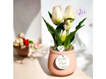 DEKOR TULIPÁN KASPÓBAN AJÁNDÉK TÁBLÁCSKÁVAL FEHÉR