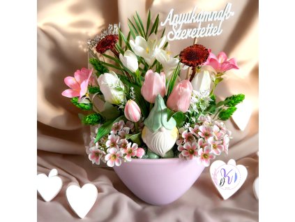 DEKOR TULIPÁN CSÓNAK KASPÓBAN AJÁNDÉK ANYÁS TÁBLÁCSKÁVAL