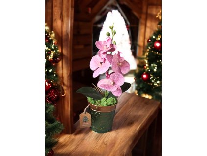 DEKOR ORCHIDEA FÉM KASPÓBAN HALVÁNY CIRMOS LILA