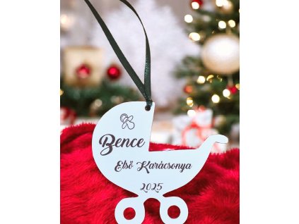 KARÁCSONYFADÍSZ BABA ELSŐ KARÁCSONYA BABAKOCSIS