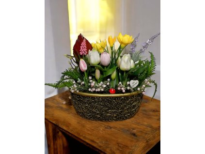 DEKOR TULIPÁNOS TAVASZ TÁL OVÁLIS KASPÓBAN