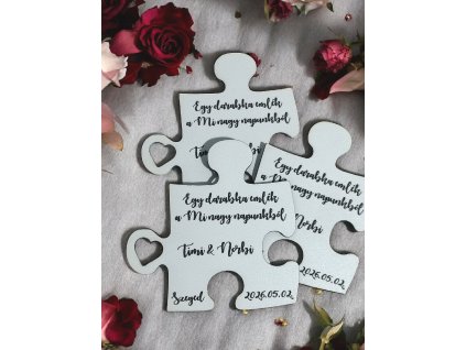 ESKÜVŐI PUZZLE HŰTŐMÁGNES KÖSZÖNŐ AJÁNDÉK