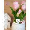 DEKOR TULIPÁN KASPÓBAN AJÁNDÉK TÁBLÁCSKÁVAL  HALVÁNY RÓZSASZÍN