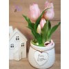 DEKOR TULIPÁN KASPÓBAN AJÁNDÉK TÁBLÁCSKÁVAL  HALVÁNY RÓZSASZÍN