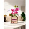 DEKOR ORCHIDEA FA KASPÓBAN KATICÁVAL  LILA