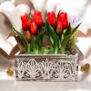 DEKOR TULIPÁN DÍSZES FALÁDÁBAN AJÁNDÉK TÁBLÁCSKÁVAL PIROS