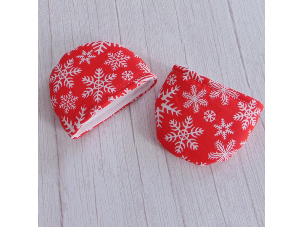 Edényfogó fül - piros hópehely mintás