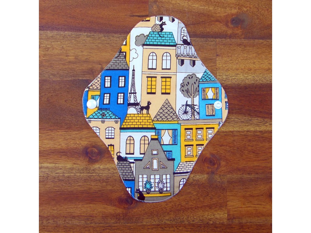 Lara mosható betét vékony 24 cm - háztetők kék