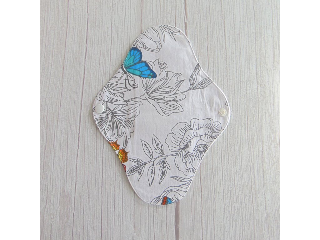 Lara mosható betét 24 cm - pamut / rajzolt virág és lepke