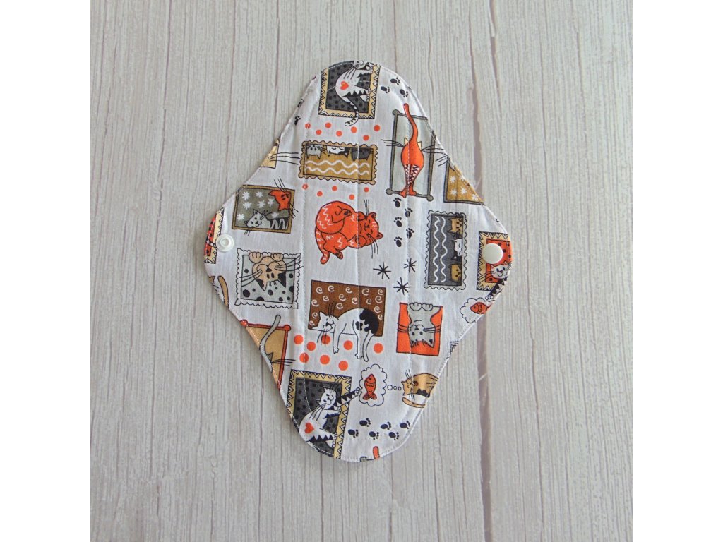 Lara mosható betét 24 cm - pamut / cicák keretben - narancssárga