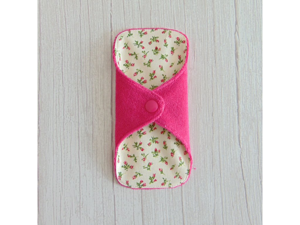 Dana mosható tisztasági betét 16 cm - frottír / apró rózsaszín rózsák