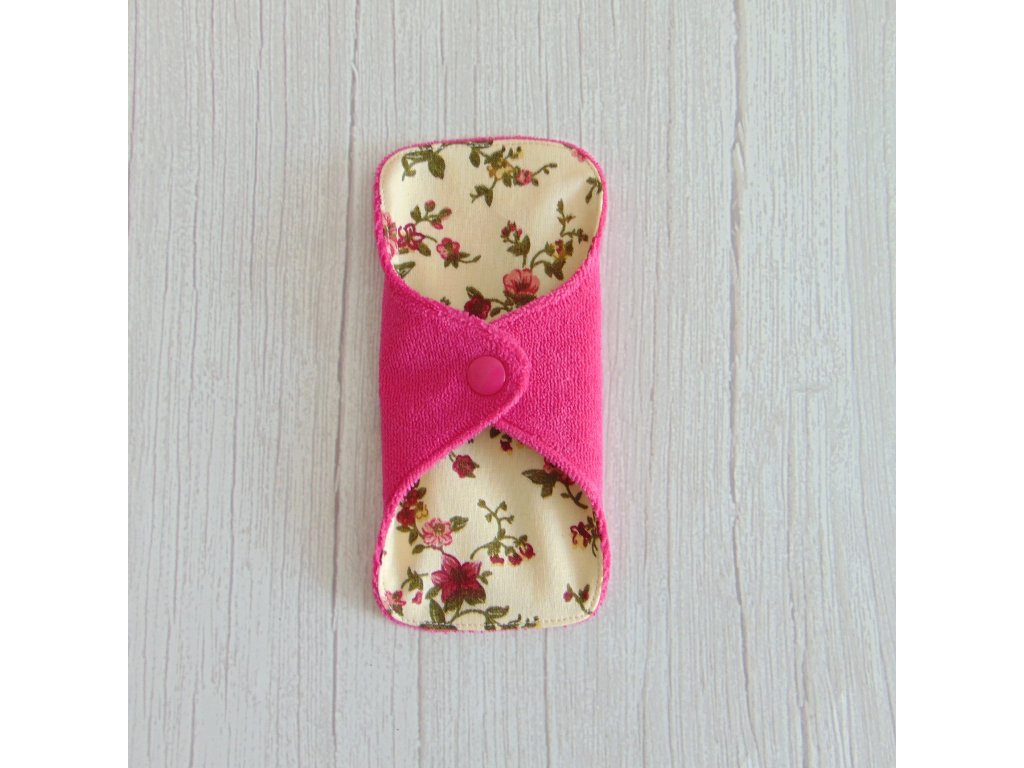 Dana mosható tisztasági betét 16 cm -frottír / krém - bordó virágok