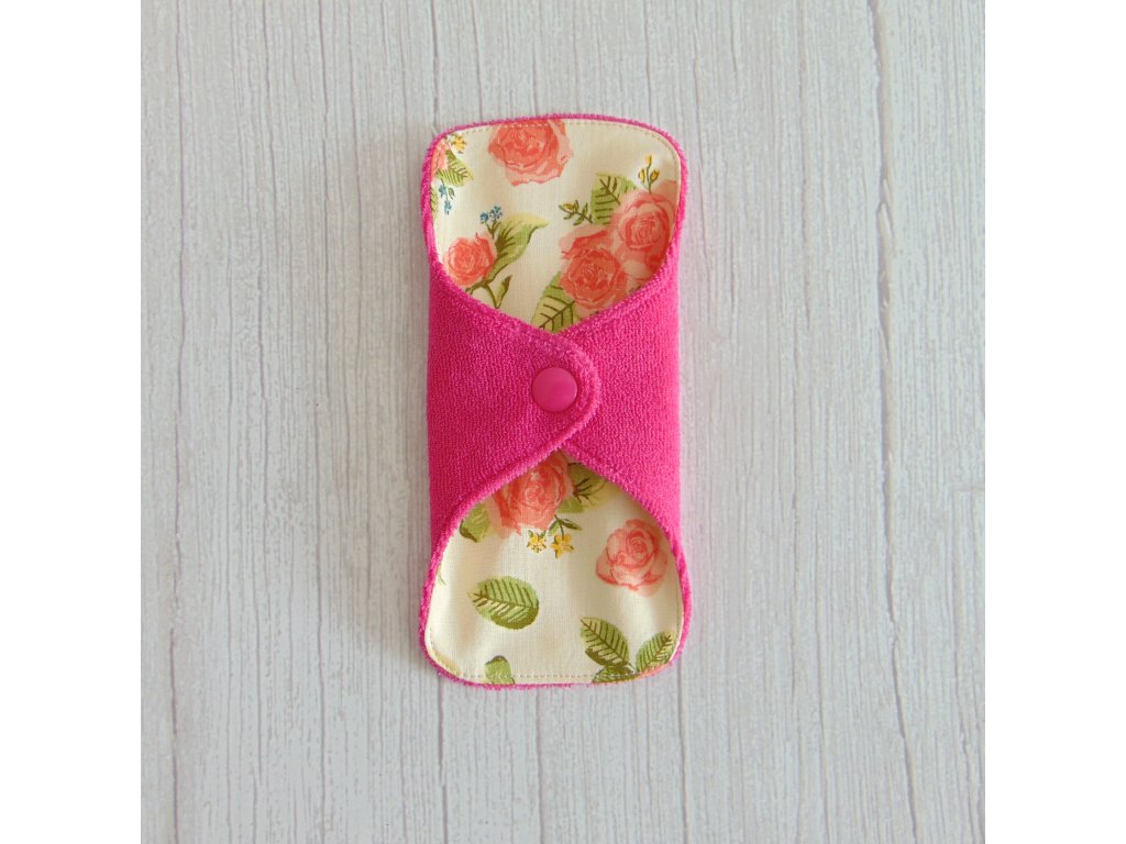 Dana mosható tisztasági betét 16 cm - frottír / barack színű rózsák