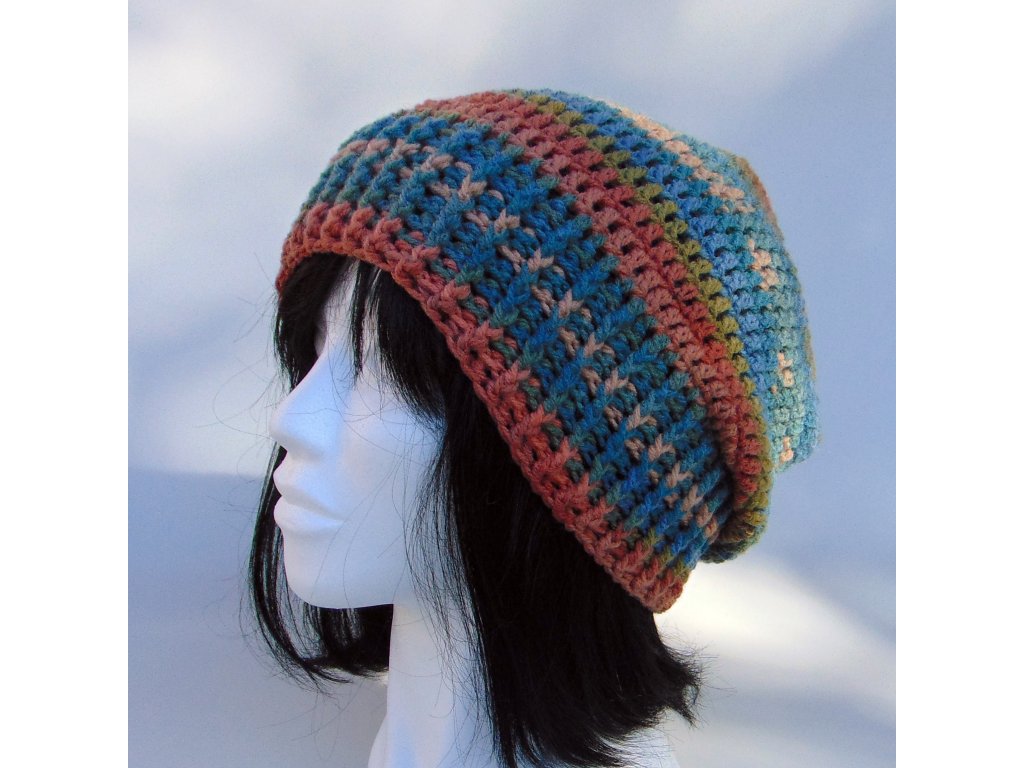 Farmerkék - terrakotta slouchy fazonú sapka