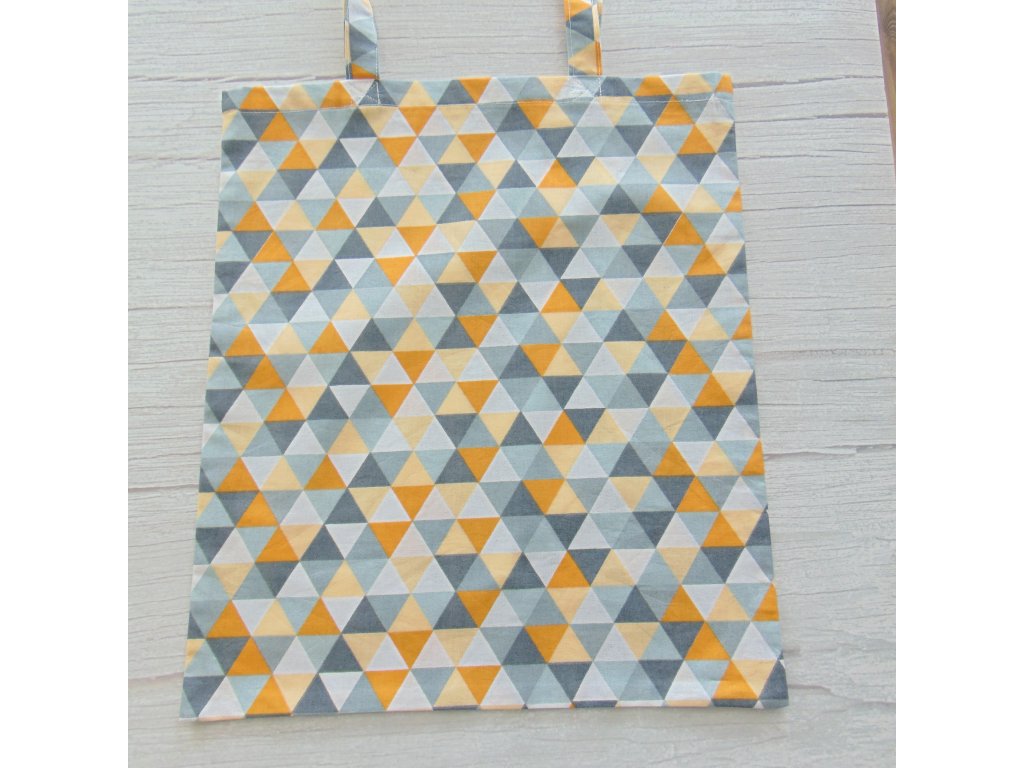 Bevásárló szatyor / szürke - narancssárga háromszögek