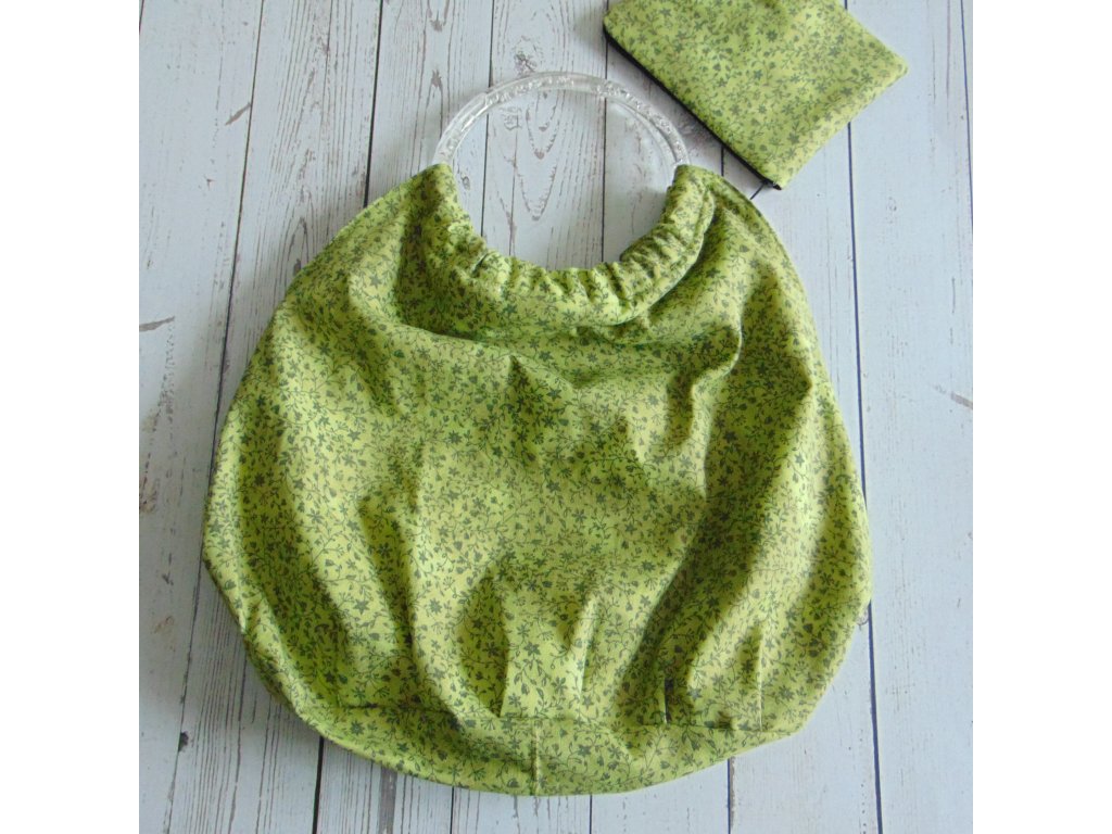 Kézi táska / zöld kisvirág