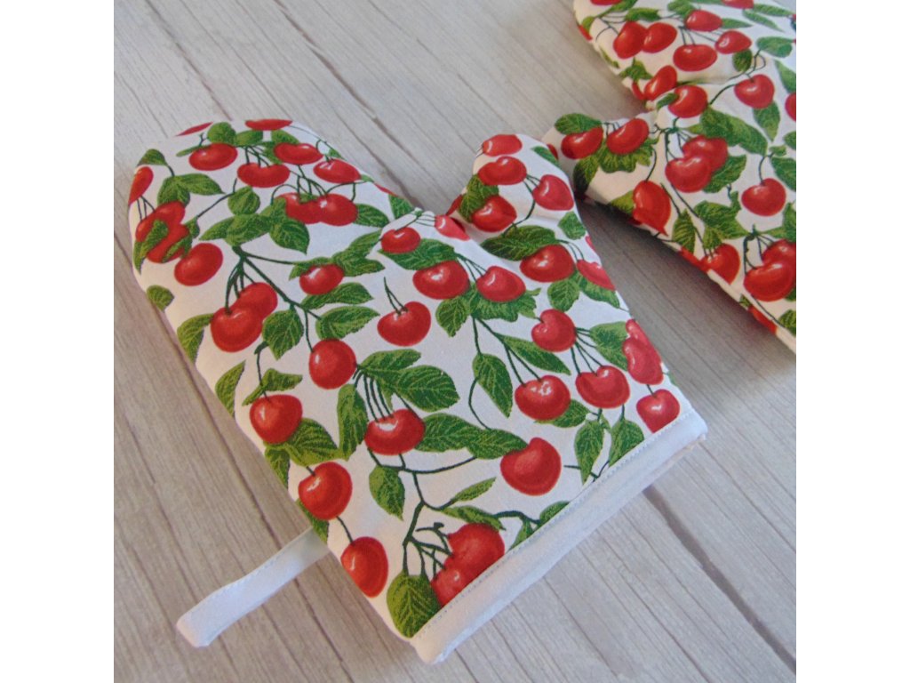 Edényfogó kesztyű - cseresznye mintás