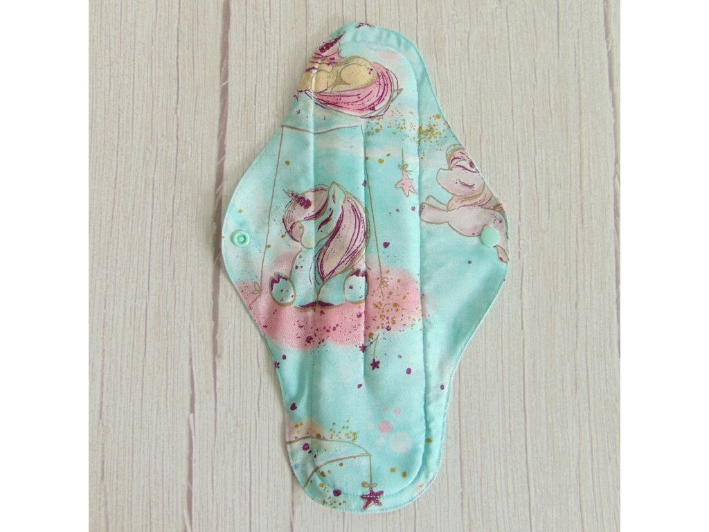 Lara mosható betét 31 cm - unikornisok - menta