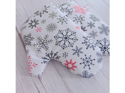 Edényfogó kesztyű - fehér hópehely mintás