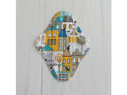 Lara mosható betét 24 cm - pamut / háztetők - kék