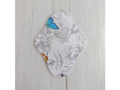 Lara mosható betét 24 cm - pamut / rajzolt virág és lepke
