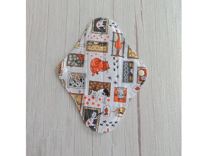 Lara mosható betét 24 cm - pamut / cicák keretben - narancssárga